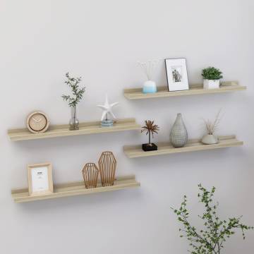 Stylish Wall Shelves - 4 pcs Sonoma Oak | HipoMarket