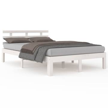 White Solid Wood Bed Frame 140x190 cm | Hipomarket