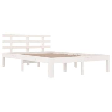 White Solid Wood Bed Frame 140x190 cm | Hipomarket