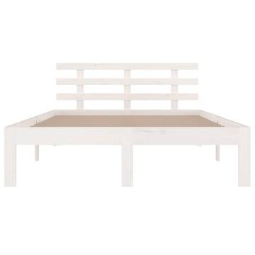 White Solid Wood Bed Frame 140x190 cm | Hipomarket