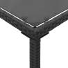 Garden Table with Glass Top - Black Poly Rattan 115x54 cm