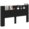 Stylish Black LED Headboard Cabinet - 180x16.5 cm