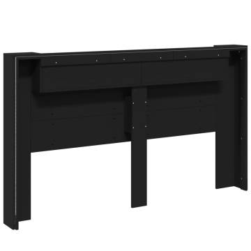 Stylish Black LED Headboard Cabinet - 180x16.5 cm