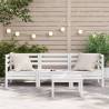 Garden Sofa 3-Seater White Solid Wood Pine - Stylish Outdoor Seating