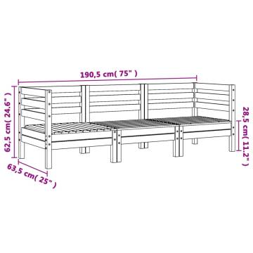 Garden Sofa 3-Seater White Solid Wood Pine - Stylish Outdoor Seating