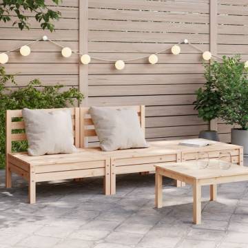 Garden Sofa 3-Seater Solid Wood Pine - Stylish Outdoor Seating