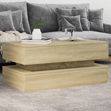 Modern Coffee Table with LED Lights in Sonoma Oak | Hipo Market