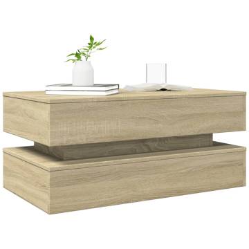 Modern Coffee Table with LED Lights in Sonoma Oak | Hipo Market