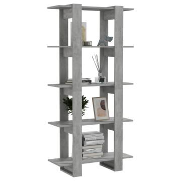 Concrete Grey Book Cabinet & Room Divider - 80x30x160 cm