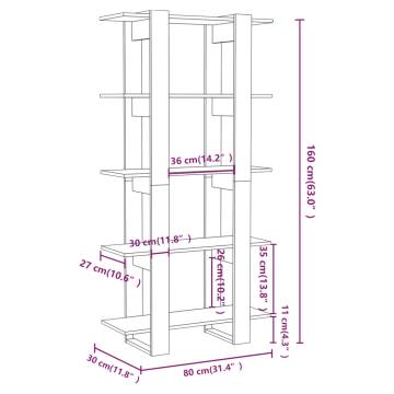 Concrete Grey Book Cabinet & Room Divider - 80x30x160 cm