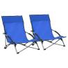 Folding Beach Chairs 2 pcs Blue Fabric Colour blue Quantity in Package 2 Number of 1 