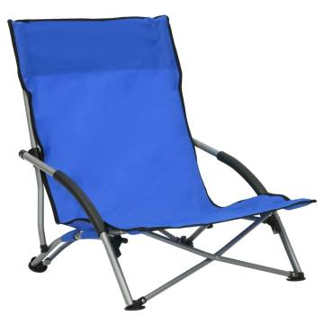 Folding Beach Chairs 2 pcs Blue Fabric - Hipomarket