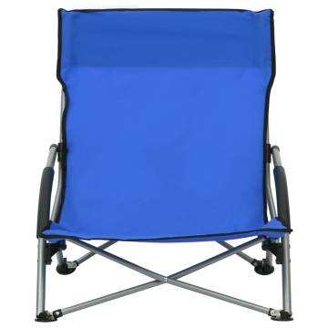 Folding Beach Chairs 2 pcs Blue Fabric - Hipomarket