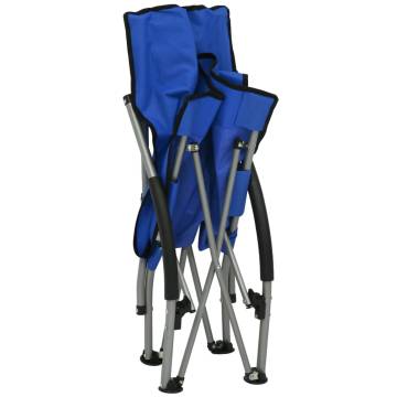 Folding Beach Chairs 2 pcs Blue Fabric - Hipomarket