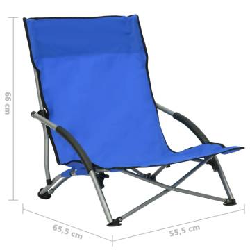 Folding Beach Chairs 2 pcs Blue Fabric - Hipomarket