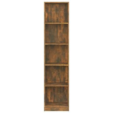 5-Tier Book Cabinet in Smoked Oak - Stylish & Practical Storage