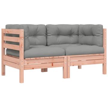 Garden Sofa Corner with Cushions - Solid Wood Douglas