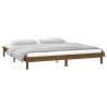 LED Bed Frame Honey Brown 140x190 cm - Solid Pine Wood