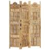 Hand carved 3-Panel Room Divider 120x165 cm Solid Mango Wood Colour light brown Number of 1 Number_of_Panels 3 