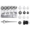 Artificial Pre-lit Christmas Tree with Ball Set Silver 150 cm