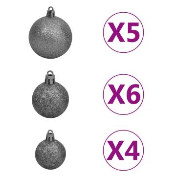 Artificial Pre-lit Christmas Tree with Ball Set Silver 150 cm