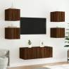 Stylish Brown Oak TV Wall Cabinets with LED Lights – 2 pcs