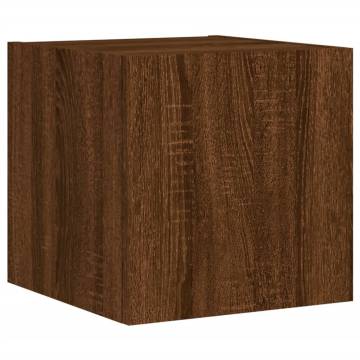 Stylish Brown Oak TV Wall Cabinets with LED Lights – 2 pcs