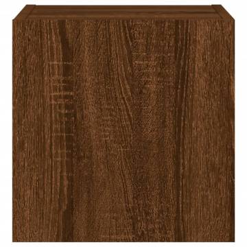 Stylish Brown Oak TV Wall Cabinets with LED Lights – 2 pcs