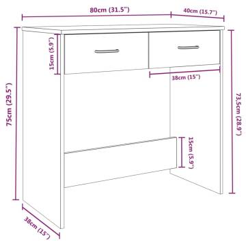 Elegant Grey Sonoma Desk - 80x40x75 cm Engineered Wood