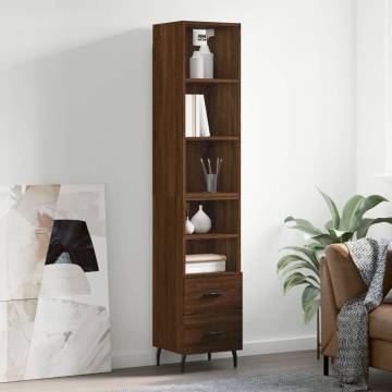 Highboard Brown Oak 34.5x34x180 cm - Stylish & Durable Storage