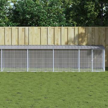 Light Grey Chicken Cage with Roof - Galvanised Steel 1003x98x90cm