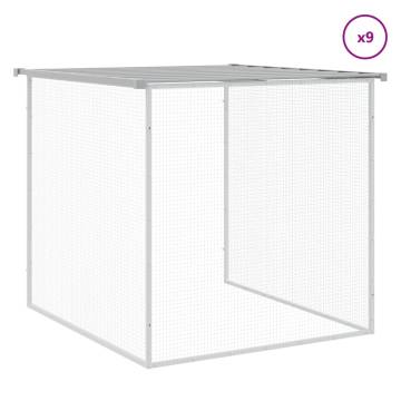 Light Grey Chicken Cage with Roof - Galvanised Steel 1003x98x90cm