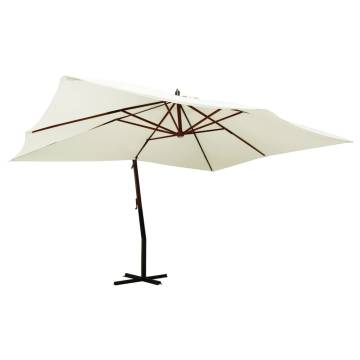 Cantilever Umbrella with Wooden Pole | 400x300 cm Sand White