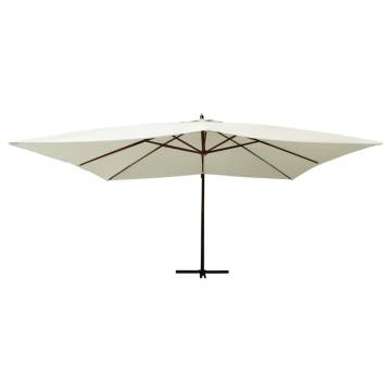 Cantilever Umbrella with Wooden Pole | 400x300 cm Sand White