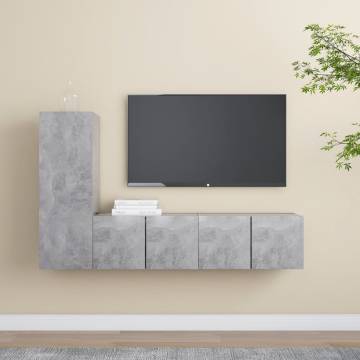 3 Piece Concrete Grey TV Cabinet Set | Stylish Storage Solution