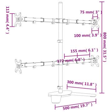 Adjustable Monitor Mount - Black Steel VESA 75/100 mm