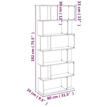 Book Cabinet Room Divider Grey Sonoma - 80x24x192 cm