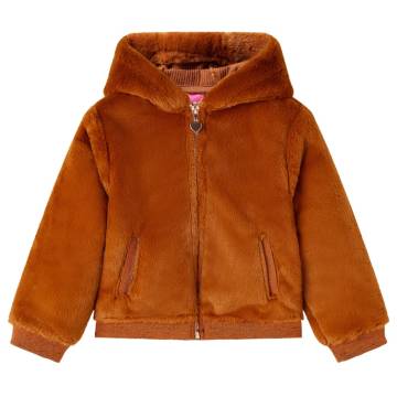 Kids' Hooded Faux Fur Jacket - Cognac 104 | Hipomarket