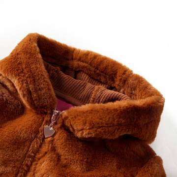 Kids' Hooded Faux Fur Jacket - Cognac 104 | Hipomarket