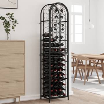 Stylish 73 Bottle Wine Rack - Wrought Iron Black 45x36x200 cm