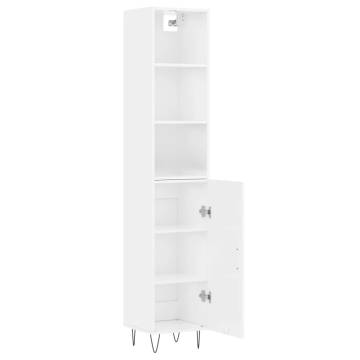 Stylish Highboard High Gloss White - 34.5x34x180 cm