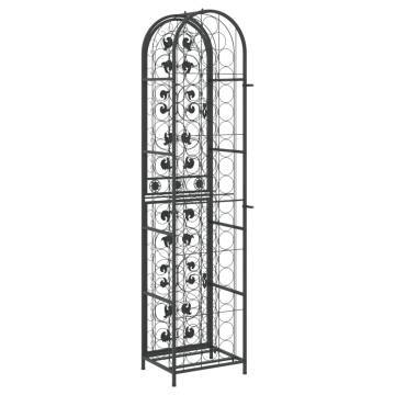 Stylish 73 Bottle Wine Rack - Wrought Iron Black 45x36x200 cm