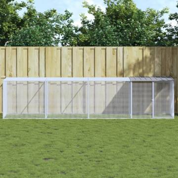 Light Grey Chicken Cage with Roof - Galvanised Steel - 403x98x90cm