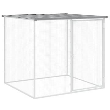 Light Grey Chicken Cage with Roof - Galvanised Steel - 403x98x90cm