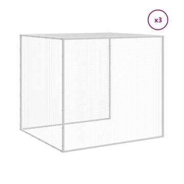 Light Grey Chicken Cage with Roof - Galvanised Steel - 403x98x90cm