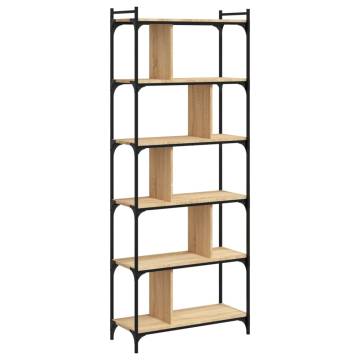 6-Tier Sonoma Oak Bookcase - Stylish & Durable Storage Solution