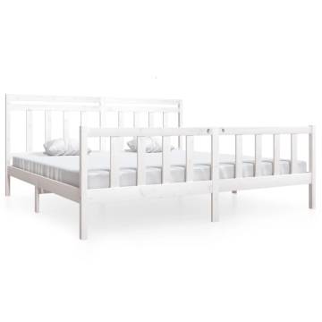 White Solid Wood Bed Frame 200x200 cm - Stylish & Durable