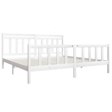 White Solid Wood Bed Frame 200x200 cm - Stylish & Durable