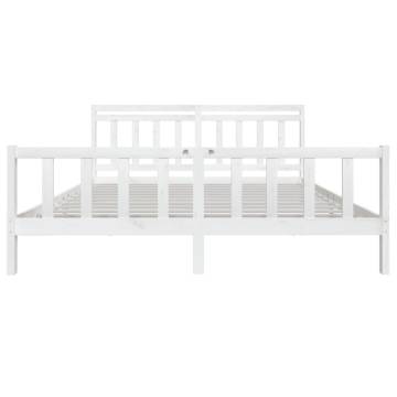 White Solid Wood Bed Frame 200x200 cm - Stylish & Durable