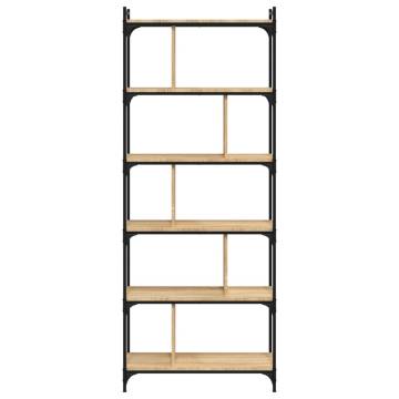 6-Tier Sonoma Oak Bookcase - Stylish & Durable Storage Solution